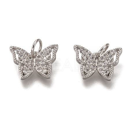 Brass Micro Pave Clear Cubic Zirconia Charms ZIRC-B002-47P-1