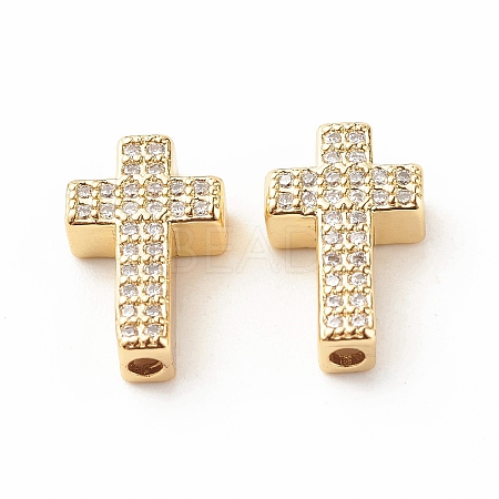 Rack Plating Brass Cubic Zirconia Beads LS-KK-B051-06G-01-1