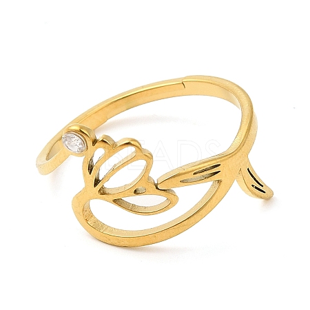 304 Stainless Steel with  Cubic Zirconia Adjustable Rings RJEW-K245-48J-G-1