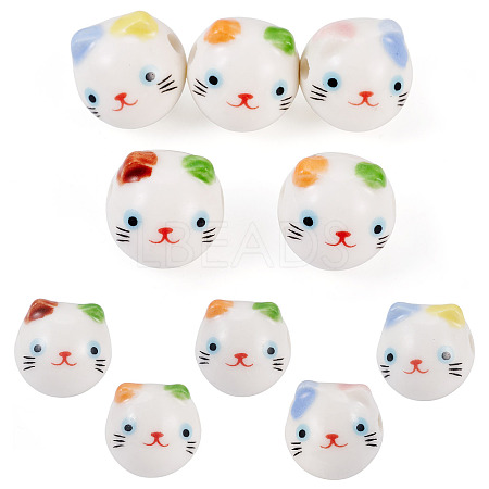 5Pcs Printed Handmade Porcelain Ceramic Beads PORC-TADJ0001-02-1