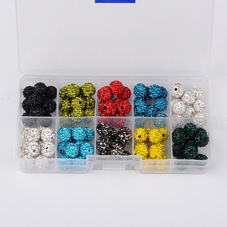 Round Polymer Clay Rhinestone Beads RB-X0010-1