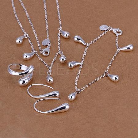 Silver Plated Brass Bridal Party Jewelry Sets SJEW-BB11102-A02-1