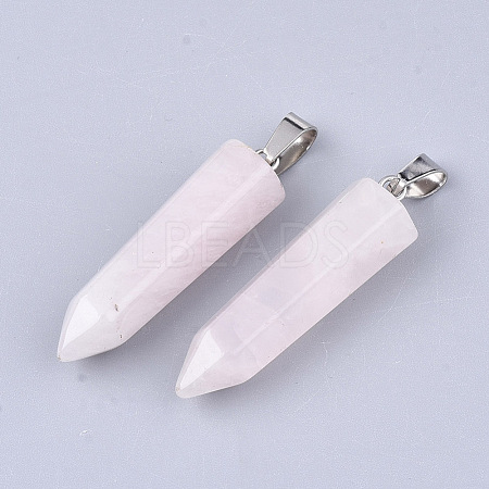 Natural Rose Quartz Point Pendants G-R220-34Q-1