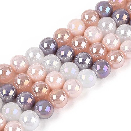 Electroplate Glass Beads Strands EGLA-N019-8mm-01-1