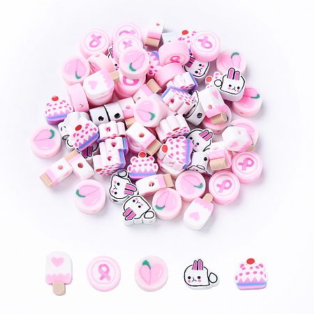 35Pcs 5 Styles Handmade Polymer Clay Beads CLAY-YW0002-11-1