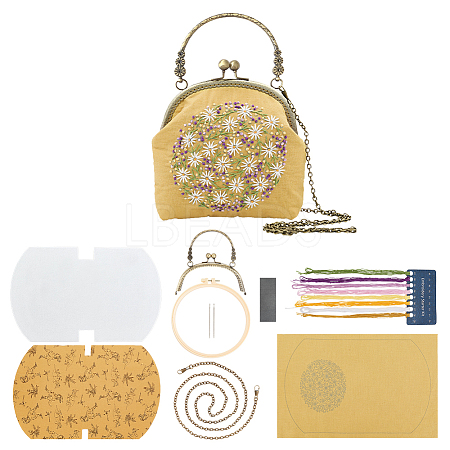 DIY Ethnic Style Flower Pattern Embroidery Crossbody Bags Kits DIY-WH0292-87B-1