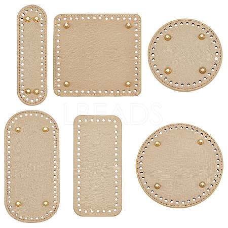   6Pcs 6 Style Flat Round PU Leather Knitting Crochet Bags Nail Bottom Shaper Pad DIY-PH0021-06C-1