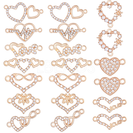 SUNNYCLUE 40Pcs 10 Styles Alloy Crystal Rhinestone Connector Charms ALRI-SC0001-31-1