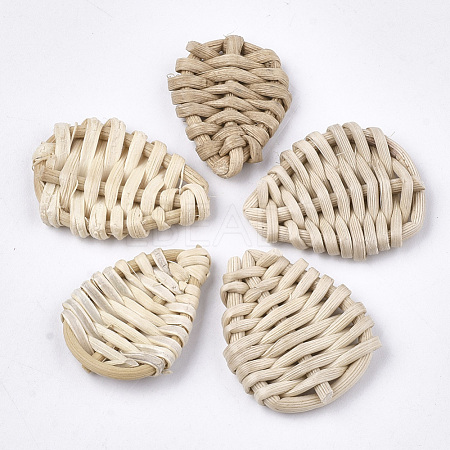 Handmade Reed Cane/Rattan Woven Beads X-WOVE-T006-018-1
