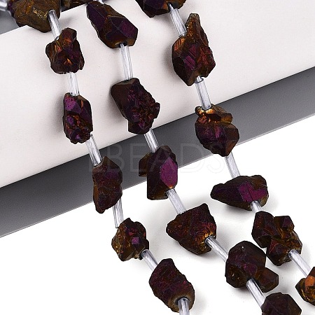Electroplate Raw Rough Natural Amethyst Beads Strands G-Q610-06B-1