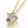304 Stainless Steel Brass Cubic Zirconia Pendant Necklaces X-NJEW-O108-13G-1