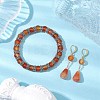 Natural Carnelian & Crackle Agate Beads Earring & Bracelets Set SJEW-JS01309-2