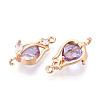 Brass Micro Pave Clear Cubic Zirconia and Glass Flower Pendants KK-T076-03KCG-2