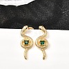 Snake Brass Micro Pave Cubic Zirconia Stud Earrings EJEW-A135-09G-1