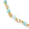 Faceted Round Natural Amazonite Beaded Anklets AJEW-AN00360-03-2