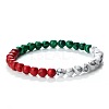 Synthetic Dyed Turquoise & Howlite & Malachite Round Beaded Bracelets for Women PG1321-1-1