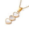 Natural Shell Heart Stud Earrings & Pendant Necklace SJEW-G080-01G-2