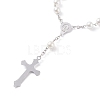 Religious Prayer Imitation Pearl Beaded Rosary Bracelet BJEW-O140-01P-3