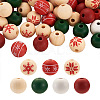140Pcs 7 Styles Painted Natural Wood European Beads WOOD-TA0001-65-2