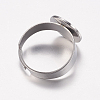 Adjustable 304 Stainless Steel Finger Rings Components STAS-F149-20P-3