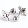201 Stainless Steel Flower Barbell Cartilage Earrings EJEW-R147-26-3