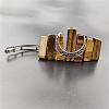 Bohemian Style Natural Tiger Eye & Hollow Moon Crown Hair Barrettes PW-WG66000-06-1