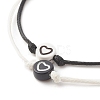 2Pcs 2 Color Flat Round with Heart Beaded Cord Bracelets Set BJEW-JB07647-5