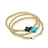 Cross Synthetic Turquoise(Dyed) Beads Stretch Bracelets Set for Girl Women BJEW-JB06863-1