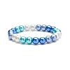 Glass Pearl Round Beaded Stretch Bracelet for Women BJEW-JB08532-5