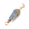3Pcs 3 Styles Electroplated Natural Quartz Crystal Copper Wire Wrapped Pendants PALLOY-JF02586-05-4