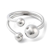 Round Ball Brass Open Cuff Rings for Women RJEW-D017-01P-2