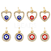 8Pcs 4 Styles Evil Eye Brass Micro Pave Clear Cubic Zirconia Charms KK-DC0002-64-1