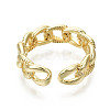 Brass Textured Curb Chain Shape Cuff Rings RJEW-S044-137-NF-4