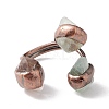 Natural Gemstone & Quartz Crystal Irregular Nugget Open Cuff Ring RJEW-I082-07R-4