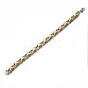Ion Plating(IP) Two Tone 201 Stainless Steel Byzantine Chain Bracelet for Men Women BJEW-S057-91-2