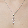 201 Stainless Steel Hollow Lightning Bolt Pendant Necklace NJEW-OY001-80-1