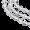 Faceted Round Natural Rainbow Moonstone Bead Strands G-F289-05-3