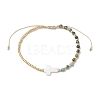 3mm Round Faceted Natural African Turquoise(Jasper) & Seed Beads Braided Bead Bracelets BJEW-JB10594-03-1