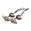 Natural Tiger Eye Moon with Mixed Gemstone Chips Tassel Pendant Decorations G-L524-07R-A03-1