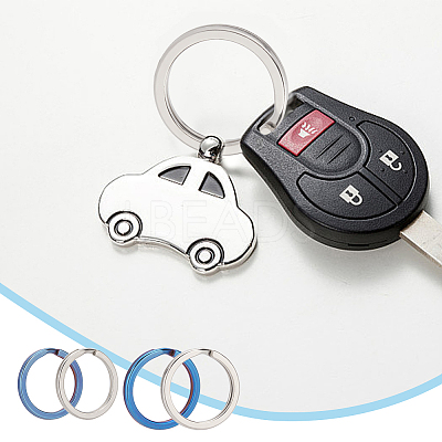 8Pcs 4 Styles Titanium Alloy Split Key Rings FIND-WR0010-05A-1
