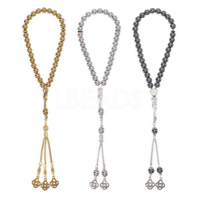 3Pcs 3 Colors Alloy Knot Charm Bracelets BJEW-PH0004-70-1