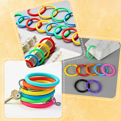 80Pcs 8 Colors Plastic Loose Leaf Book Binder Hinged Rings FIND-SP0004-81-1
