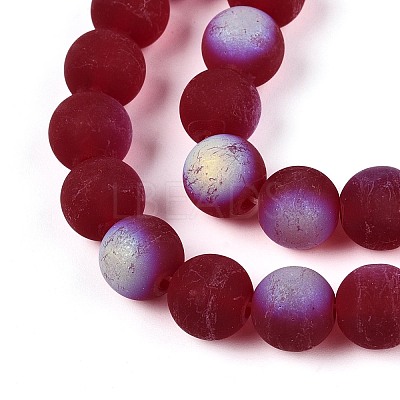 Frosted Transparent Glass Beads Strands GLAA-T032-T10mm-MBB20-1