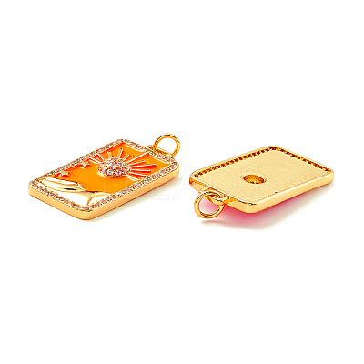 Rack Plating Brass Micro Pave Clear Cubic Zirconia Pendants X-KK-D073-24G-03-1