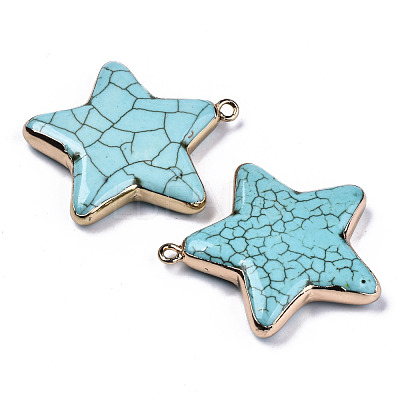 Star Synthetic Turquoise Pendants G-N326-69A-01-1