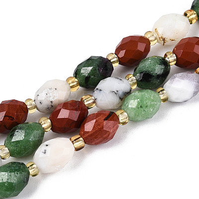 Natural Ruby in Zoisite & Red Jasper & Flower Opal Beads Strands G-T144-21A-01-1