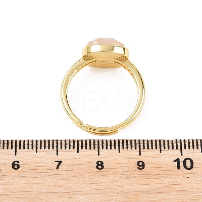 Natural Rose Quartz Finger Rings with Brass Findings G-H353-04G-06-1