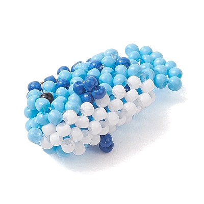 Glass Seed Beaded Fish Pendants PALLOY-MZ01234-02-1