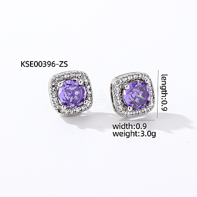 Elegant Zircon Square Stud Earrings for Women TY1635-4-1