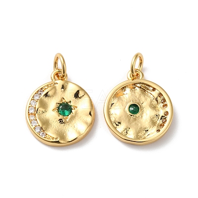 Rack Plating Brass Micro Pave Cubic Zirconia Pendants KK-D074-25G-1